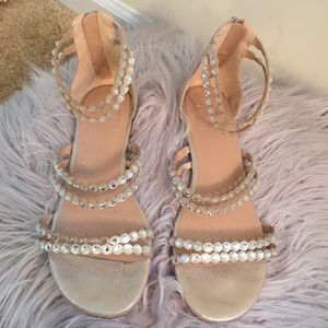Kaari Blue gold strappy sandals, size 8.5
